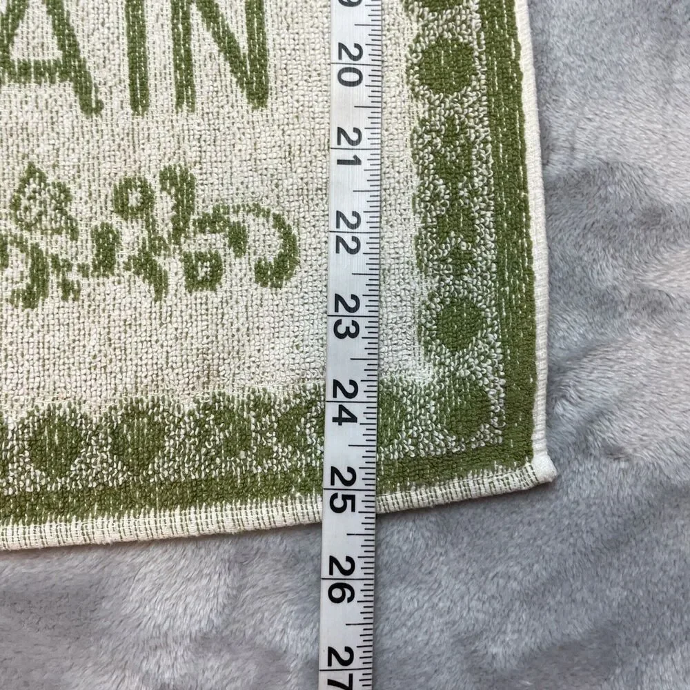 Vintage Wagrain Austria Hand Dish Towel Cotton Terrycloth Green White Folk Art